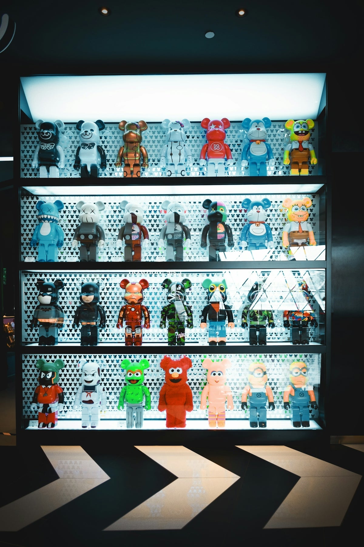 a display case filled with lots of legos