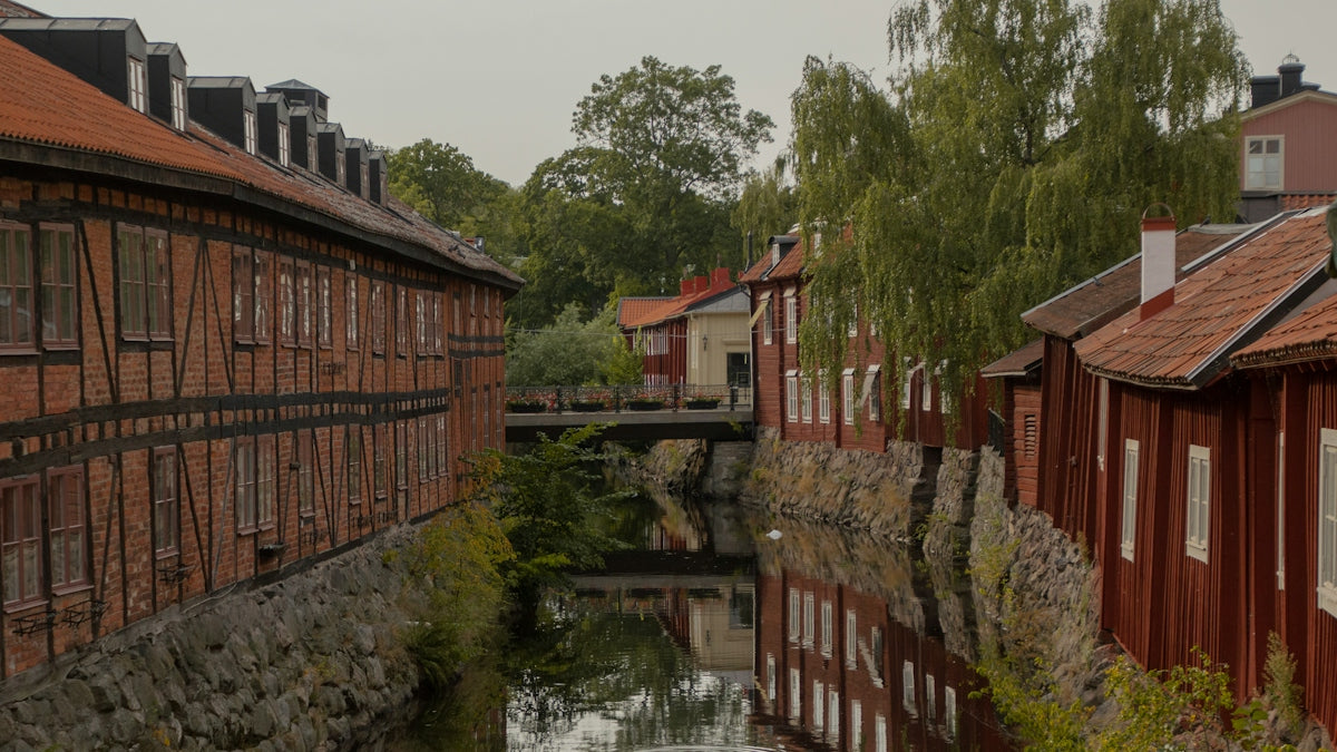 brown wooden house near river during daytime