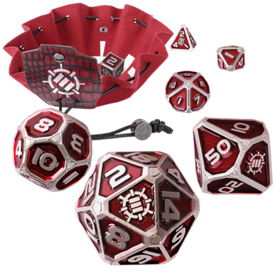 ENHANCE Tabletop RPGs 7pc Metal RPG Dice (Collector's Edition Red) Enhance Gaming