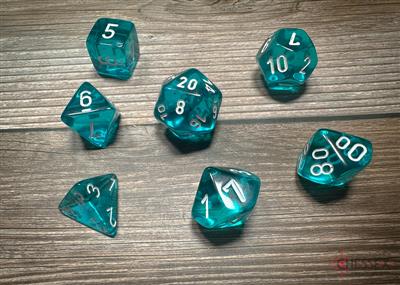 Chessex Translucent Polyhedral Teal/White 7-Die Set Chessex
