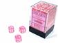 Chessex Translucent Pink/White 12mm d6 Tärningar Block (36 Tärningar) Chessex