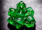 Chessex Genomskinliga Mini-Polyhedral Grön/Vit 7-Tärningsset Chessex