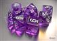 Chessex Genomskinlig Mini-Polyhedral Lila/Vita 7-Tärningsset Chessex