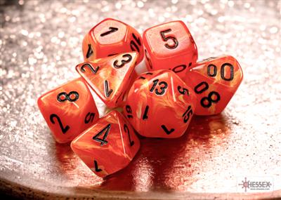 Chessex Vortex Mini-Polyhedral Orange/Black 7-Tärningsset Chessex
