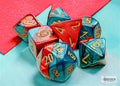 Chessex Gemini Mini-Polyhedral Red-Teal/Guld 7-Tärningsset Chessex