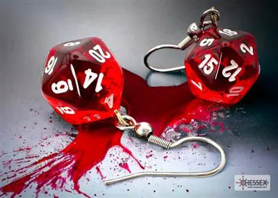 Chessex Hook Earrings Röd Mini-Poly d20 Par Chessex