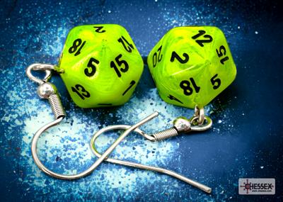 Chessex Hook Örhängen Vortex Bright Green Mini-Poly d20 Pair Chessex