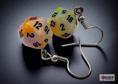 Chessex Hook Örhängen Festive Circus Mini-Poly d20 Par Chessex