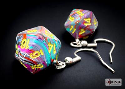 Chessex Hook Örhängen Festive Mosaic Mini-Poly d20 Pair Chessex