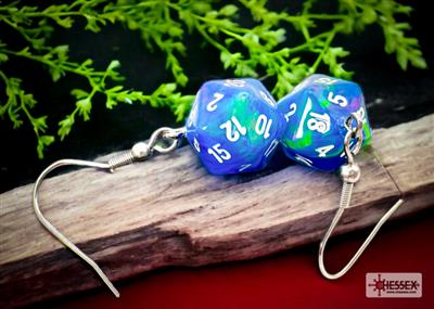 Chessex Hook Örhängen Festive Waterlily Mini-Poly d20 Par Chessex