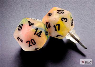 Chessex Stud Earrings Festive Circus Mini-Poly d20 Pair Chessex