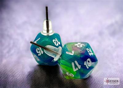 Chessex Stud Örhängen Festive Waterlily Mini-Poly d20 Pair Chessex