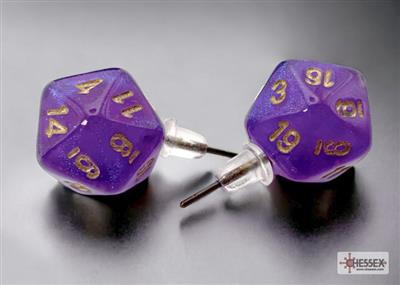 Chessex Stud Örhängen Borealis Royal Purple Mini-Poly d20 Pair Chessex