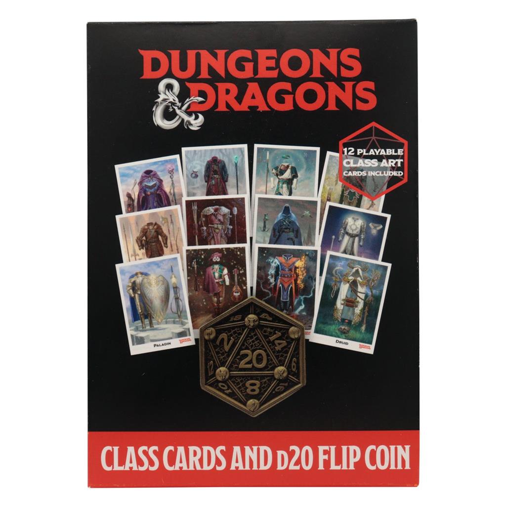 Dungeons & Dragons Klasskort och D20 Flip Coin Set Fanattik