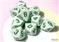 Chessex Opaque Pastel Green/Black d10 Dice Set – 10 Pieces Chessex
