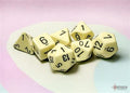 Chessex Opaque Pastel Yellow/Black Polyhedral 7-Dice Set Chessex