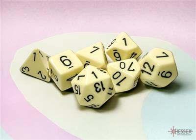 Chessex Opaque Pastel Yellow/Black Polyhedral 7-Dice Set Chessex