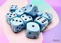 Chessex Opaque Pastell Blå/ svart 16mm d6 Tärningar Block (12 stycken) Chessex