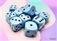 Chessex Opaque Pastell Blå/ svart 16mm d6 Tärningar Block (12 stycken) Chessex