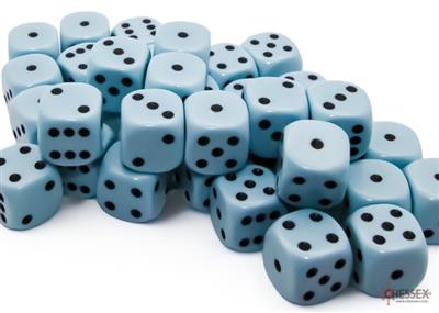 Chessex Opaque Pastel Blue/Black 12mm d6 Tärningsblock (36 tärningar) Chessex