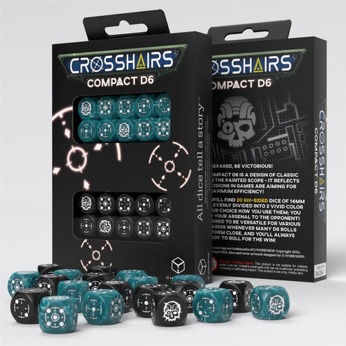 Crosshairs Compact D6: Stormy & Black - Set of 20 Dice Q-Workshop