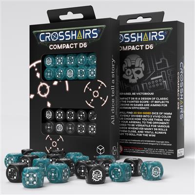 Crosshairs Compact D6: Stormy & Black - Set of 20 Dice Q-Workshop