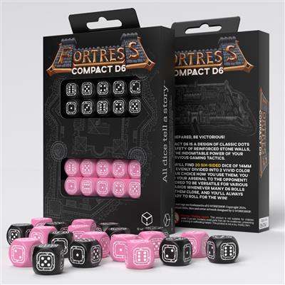 Fortress Compact D6: Black & Pink Tärningar Q-Workshop