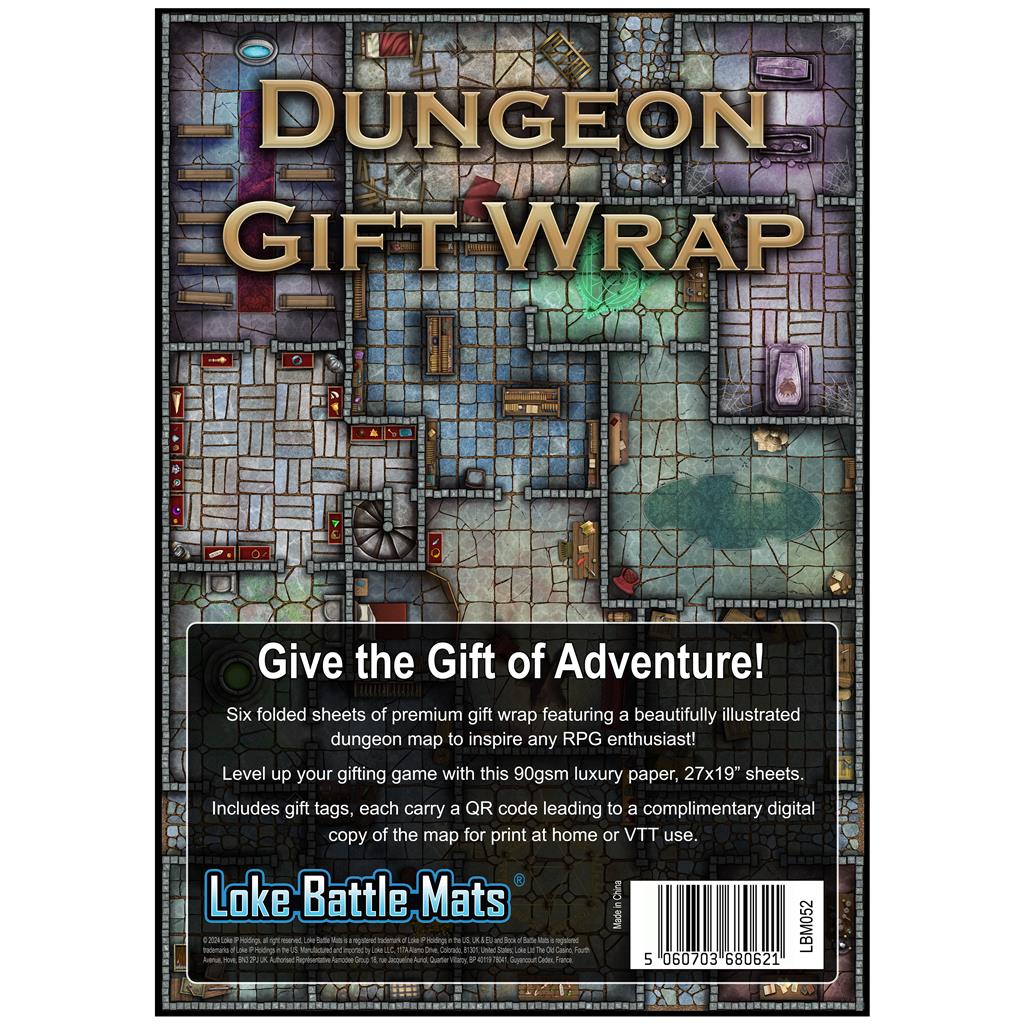 Dungeon Gift Wrap - 6 Sheets with Tags Loke BattleMats