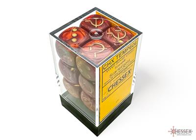 WW2 Tärningar Sovjetisk Scarab Röd/Guld 16mm d6 Tärningsblock (12 Tärningar) Chessex