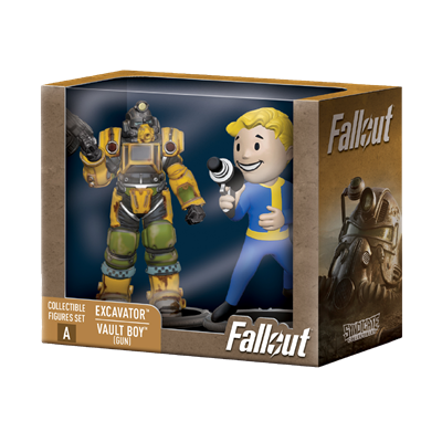 Fallout Samlarfigurer Set: Grävmaskin & Vault Boy (Gun) Cardsmiths LLC