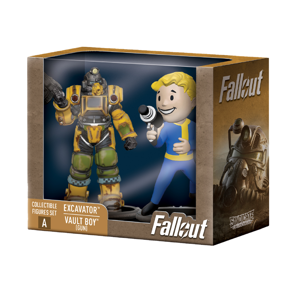 Fallout Samlarfigurer Set: Grävmaskin & Vault Boy (Gun) Cardsmiths LLC