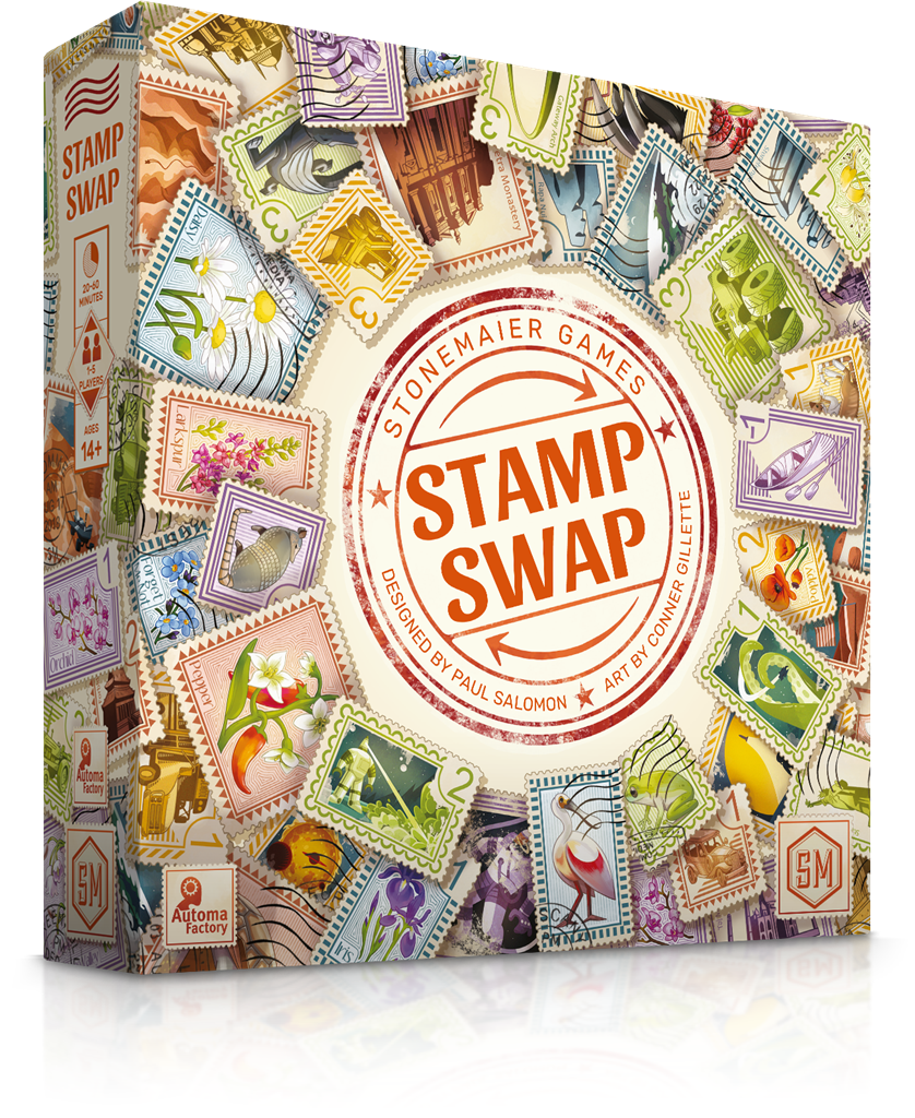 Stamp Swap – strategiskt frimärksspel designat av Paul Salomon