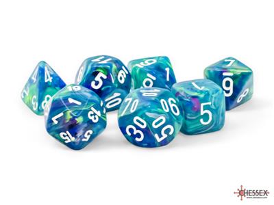 Chessex Festive® Mega-hedral™ Waterlily™/white 7-Die set Chessex