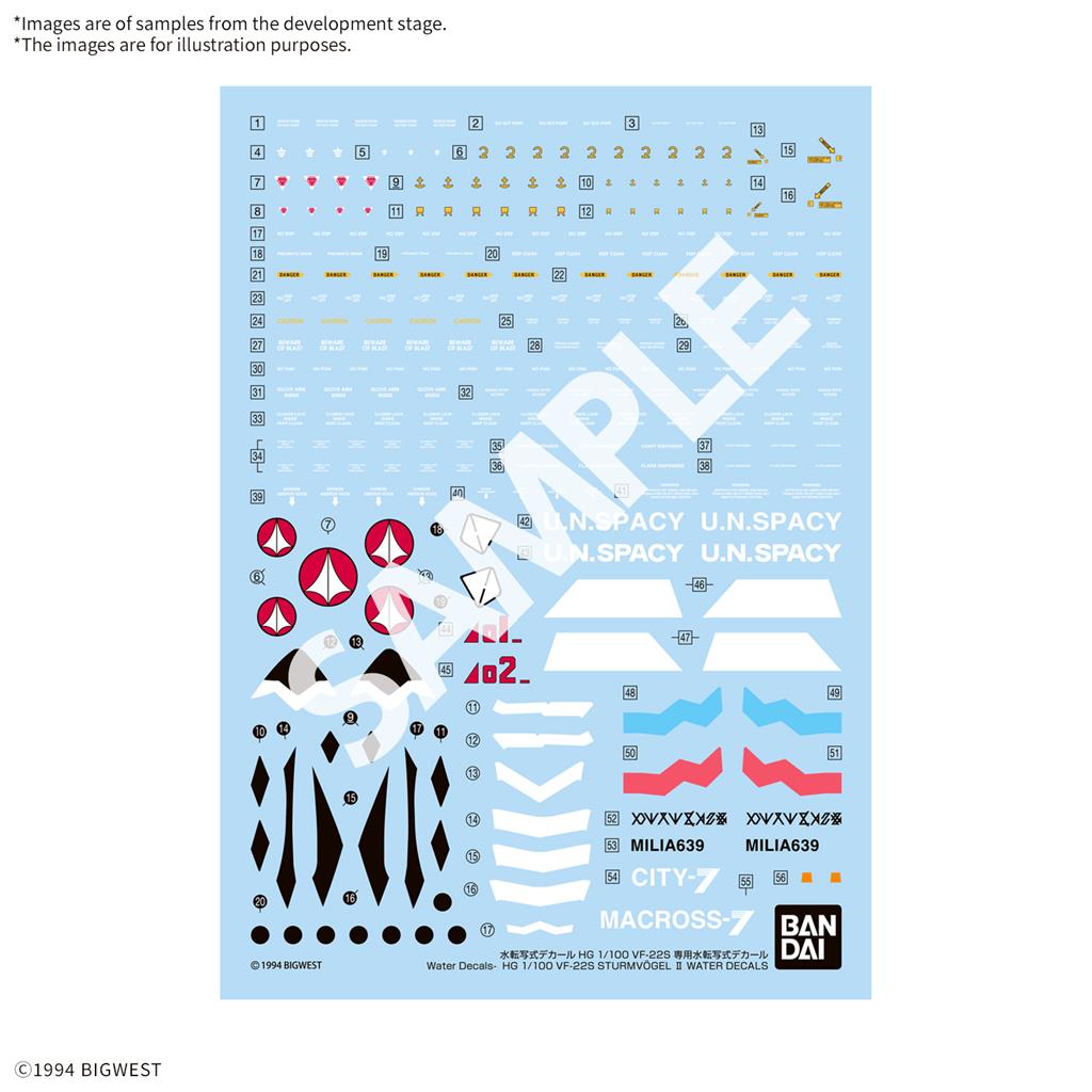 HG 1/100 VF-22S Sturmvogel II Vatten Decals Bandai