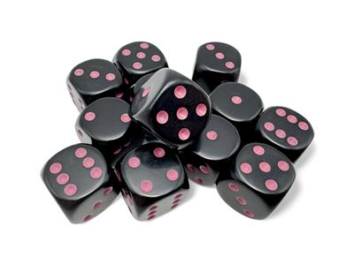 Opaque Black/Pink 16mm D6 Dice Block (12 Dice) Chessex