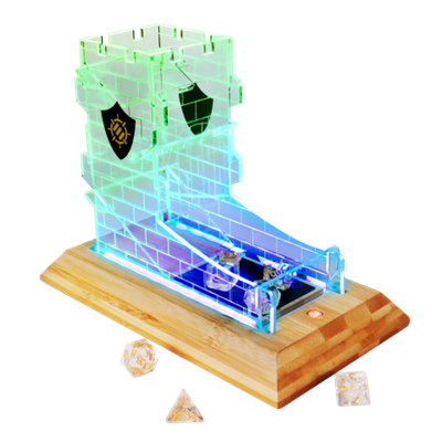 Enhance Gaming - LED Dice Tower med 7-delat Klart Tärningsset Enhance Gaming