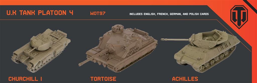 World of Tanks: Miniatures Game U.K. Tank Platoon 4 (Churchill I, Tortoise, Achilles) Gale Force Nine