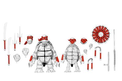 TMNT (Mirage Comics) - 7" Scale Action Figur - Black and White First Turtles 2 Pack