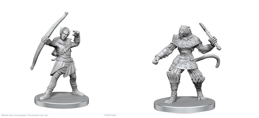 Pathfinder Battles Deep Cuts: Elf Hunter & Catfolk Bandit