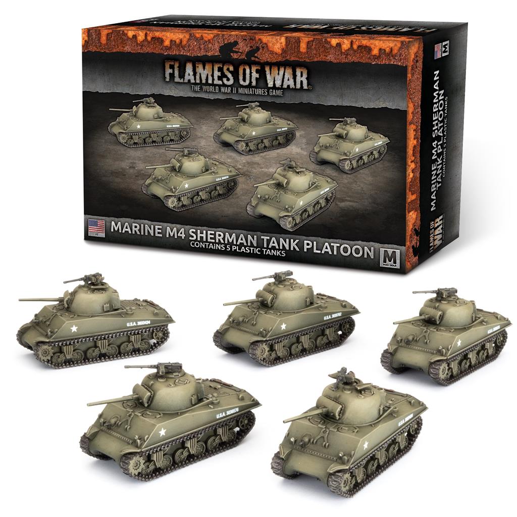 Marine M4 Sherman Platoon (x5 Plastiktankar) Gale Force Nine