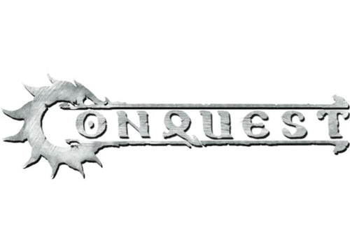 Conquest - Hundred Kingdoms Logo på Grå Marmor Dice med Marinblå Pips - 24 per förpackning Para Bellum Games