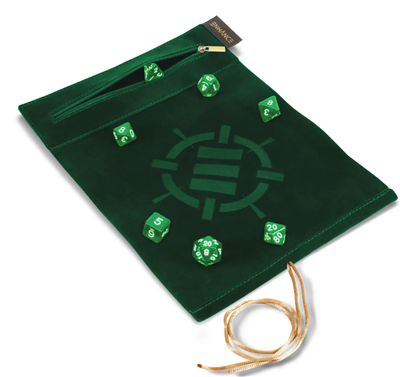 ENHANCE Roll on a Scroll™ Tärningsmatta & 7-delars Akryl Tärningsset Grön Enhance Gaming