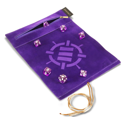 ENHANCE Roll on a Scroll™ Tärningsmatta och 7-delad Akryl Tärningsset Lila Enhance Gaming