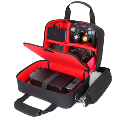 USA GEAR Skyddande Resefodral för Nintendo Switch med Specialanpassade Fack för Tillbehör Röd
