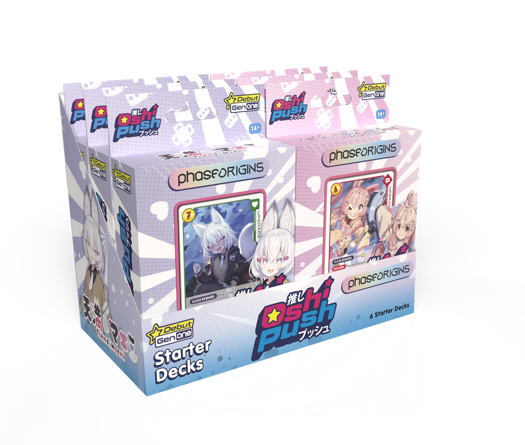 Oshi Push VTuber Card Game Gen One: Phase Origins Starter Deck Display (6 Decks)