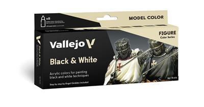 Vallejo - Model Color / Figure / Set med 8 färger - Svart & Vitt av Angel Giraldez 18 ml