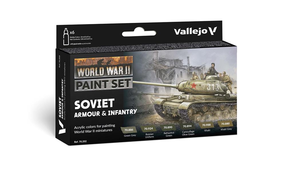 Vallejo - Model Color / Andra världskriget / Set med 6 färger - Sovjetiskt pansar och infanteri 18 ml