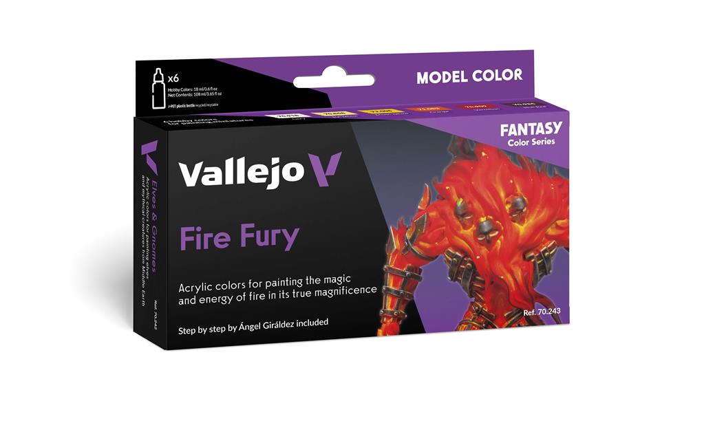 Vallejo - Model Color / Fantasy / Set med 6 färger - Fire Fury av Angel Giraldez 18 ml