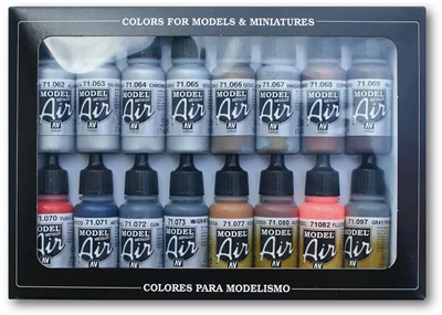 Vallejo - Model Air / Set med 16 färger - Metalliska effekter