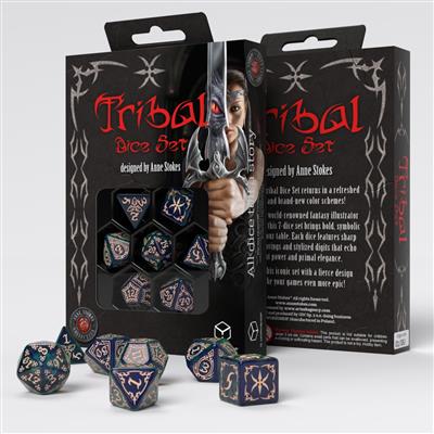 Tribal Dice Set: Blå-grön & Beige